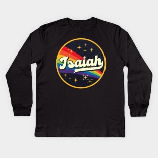 Isaiah // Rainbow In Space Vintage Style Kids Long Sleeve T-Shirt